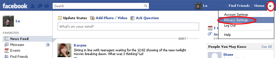 screen shot of facebook page