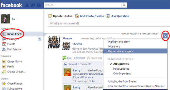 screen shot of facebook page