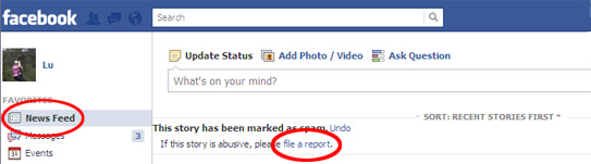 screen shot of facebook page
