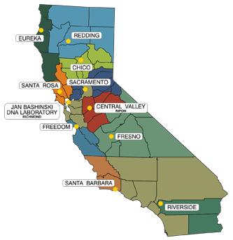 BFS  Regional Labs in California.  Click on a region to visit the page.