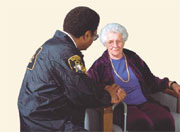 Elder lady and officer