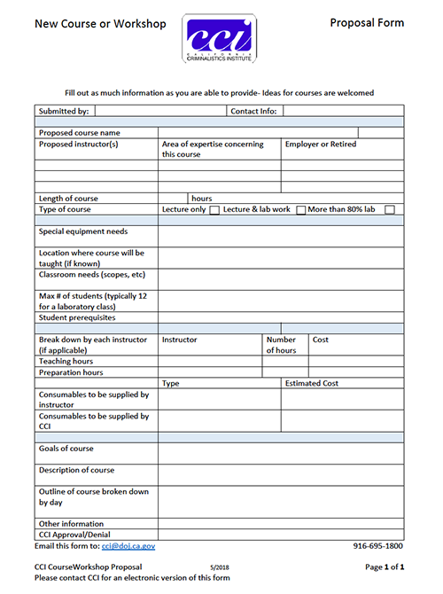 New Course or  Workshop Proposal Form