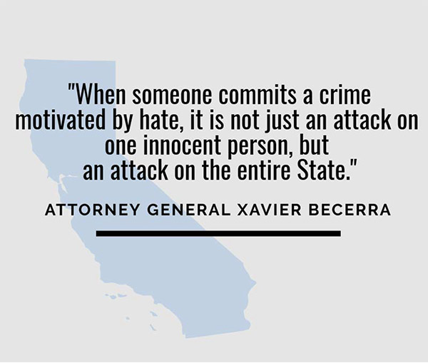 AG Becerra's Quote on Hate Crimes