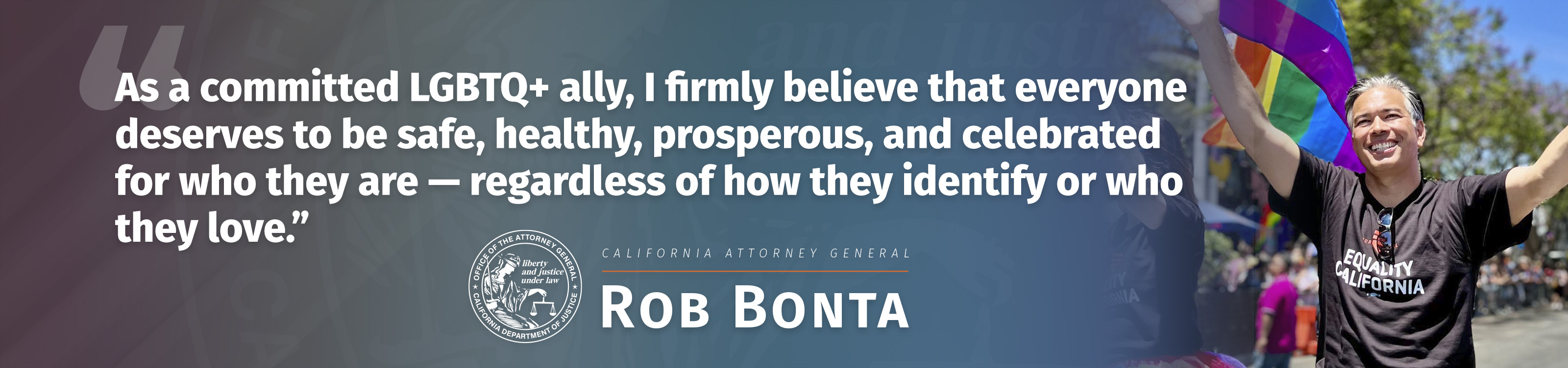 Photo of AG Bonta with a quote
