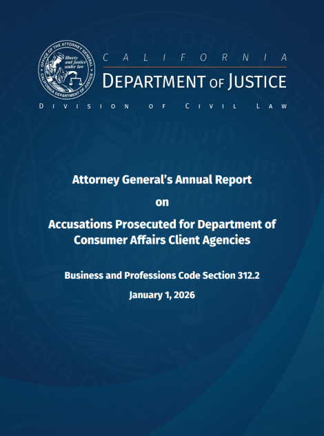 AG’s Annual Report on Accusations Prosecuted for Department of Consumer Affairs Client Agencies 2026